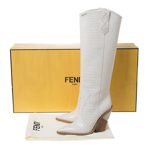 fendi crocodile boots white|Boots & Booties .